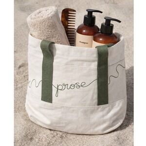 Prose Canvas Mini Tote Bag Green Strap 100% Cotton Small Shopper